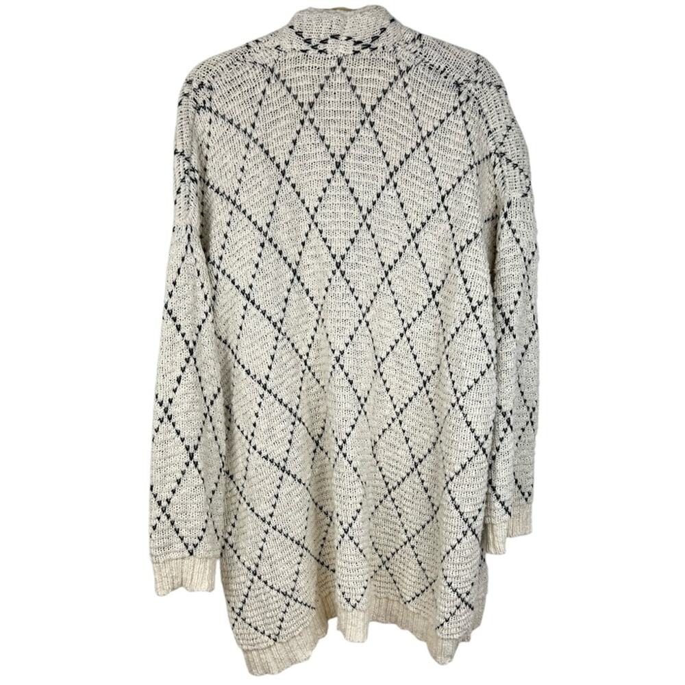 Eileen Fisher Diamond Kimono Cardigan L/XL Soft White and Black Organic Cotton - Picture 6 of 6